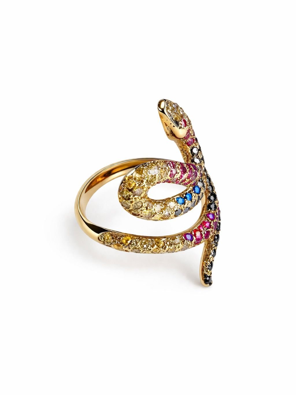 Anel Serpente do acervo St. Martin — pavê multicolorido cravejado à mão, peça exclusiva do ateliê